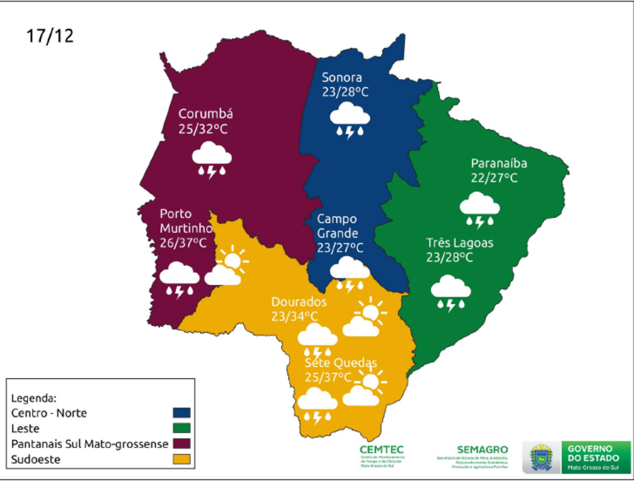 Center mapa tempo 17 dezembro